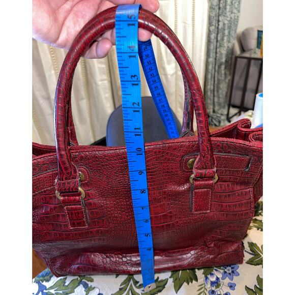 Red Vintage Bueno Croc Style Handbag‎ Handle Kelly Style Gold Hardware - Picture 13 of 16